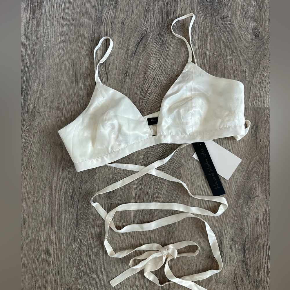 House of Harlow strappy bralette in white , size: L, NWT